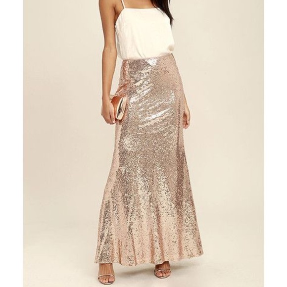 Rose Gold sequin maxi skirt! - Picture 2 of 7